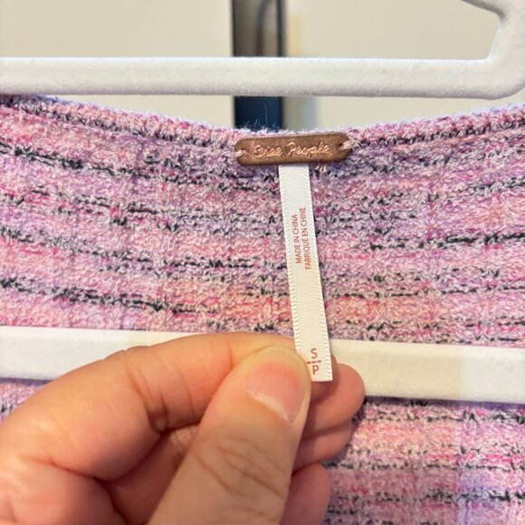 Free People Brooke Faux Wrap Long Sleeve Cropped Sweater Lilac Fog Combo - Picture 6 of 12